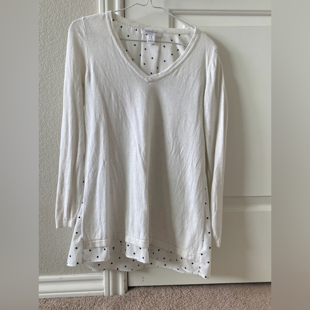 Maternity White Polka Dot Layered Women's Top
